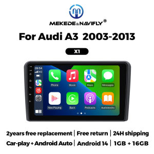 MEKEDE&NAVIFLY Android 14 Intelligent Car Audio System Car Radio Car Radio For Audi A3 8P 2003 - 2013 CarPlay Multimedia Player