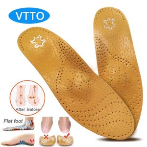 VTTO Leather Orthotic Insole For Flat Feet Arch Support Orthopedic Shoes Sole Insoles For Feet Men Women Children O/X Leg Corrected