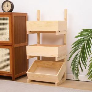 Multi-layer Storage And Display Shelf Wooden