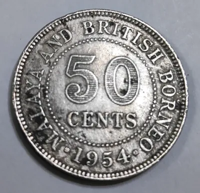Offer : 1954 Malaya N British Borneo 50 cents old coin