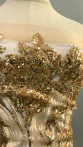Gold African Wedding Lace Fabric Embroidered Nigerian Lace Fabrics 2024 High Quality French Tulle Lace Fabric With Sequins S3459