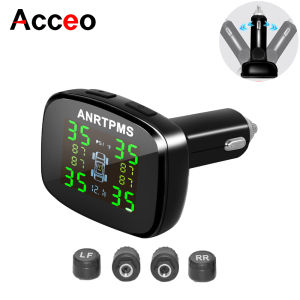 Wireless TPMS Tire Pressure Monitoring System with 4 Sensors and 6 Alarm Modes for Real-Time Monitoring Color Display Screen