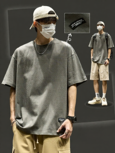SZON | Summer Japanese Style Pure Cotton Solid Color Casual Five-quarter Sleeve T-shirt