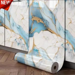 60x200cm Marble Vinyl Self Adhesive Wallpaper Waterproof Wall Stickers for Kitchen Bathroom Livingroom Home Decor Sticker Film