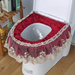 ที่รองปูที่นั่งห้องน้ำสไตล์ยุโรปพร้อมซิปและผ้าฝ้ายโพลีเอสเตอร์ลายลูกไม้สำหรับฤดูหนาวที่ทนทานต่อการซักได้ตลอดทั้งปี