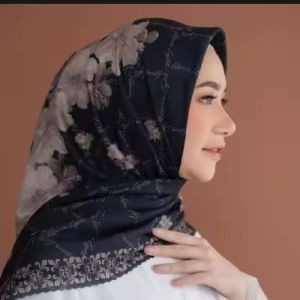 Hijab segiempat motiv | Kerudung voal premium segi empat