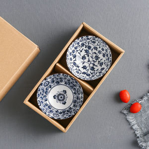 Japanese Blue and White Creative Household Rice Bowl Ceramic Bowl Single Eating Bowl Tableware Bowl and Plates Set of Dishes and Bowls Small Soup Bowl