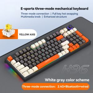 NexusClick H96 Tri-Mode Bluetooth Wireless Mechanical Keyboard with knobE-sports Game Full Key Hot Plug keycap for Office Gamer