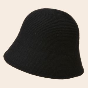Wool Bucket Hat Korean Fashion Japanese Retro Autumn Winter knitted Panama Cap Fisherman Hat Girl Fedora Hat Women Black Hats