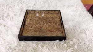 Khay  sơn mài cao cấp Thanh Bình Lê KV08 size 27.8x27.8x4 cm Khảm trứng chìm cao cấp sang trọng quà tặng ý nghĩa cho đối tác người thân