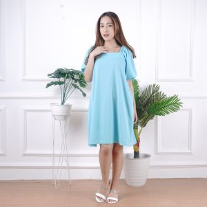 SABEELA - DELIVIA DRESS WANITA CREPE FLARIE / DRESS TERUSAN WANITA LENGAN PUFF