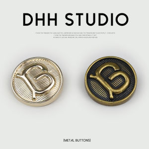 Retro British Stripe Letter Metal Button Hand Sewn Simple Versatile Coat Jacket Button for Men Women Elegant Fashion Accessory