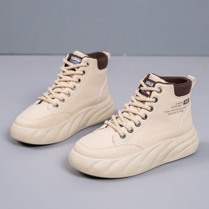 IELGY 2024 New High-Top Fashion Womens White Thick-soled Heightened Casual Shoes Non-slip Student Skateboarders