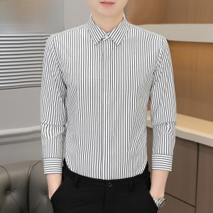 HENGYUANXIANG | Spring Autumn Anti-Wrinkle Easy Care Long Sleeve Mens Casual Shirt Trendy Checkered Button Down Standard Fit Polyester Blend
