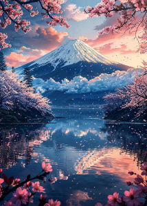 KAYOU | 5D DIY Diamond Painting Kit Japan Sakura Village Shrine Fuji Art Full Drill Rhinestone Mosaic Wall Decor Craft Kit Home Gift