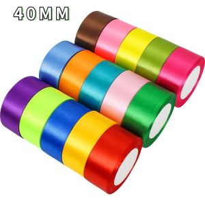 (25 Yards/roll) Satin Ribbon 40mm Gift Packing Christmas Decoration DIY Crafts Fabric Handmade Headwear Accessories