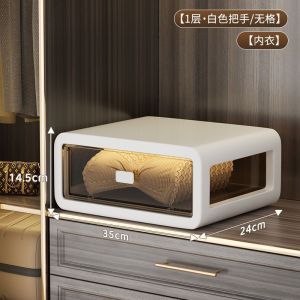 Bedroom Wardrobe Intimates Underwear Storage Box Drawer Dustproof with Cover Childrens Socks Compartment Storage Rack Three-in-One