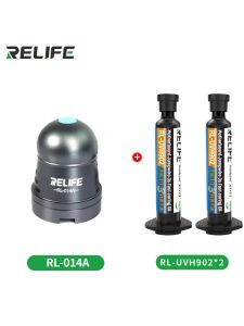 2PCS RELIFE RL-UVH902 10ML UV 3S Quick-drying Solder Mask Ink for Mobile Phone Repair Jumping Wire + RL-014 UV curing light tool