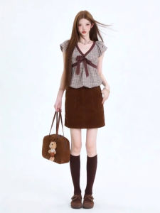 PEIZIXUAN | Stylish Plaid Summer Outfit Set