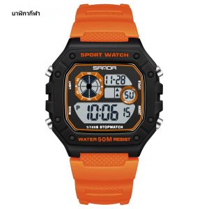นาฬิกาอิเล็กทรอนิกส์ SANDA 2202 เรืองแสงในที่มืด กันน้ำ นาฬิกาสปอร์ตผู้ชาย น้ำหนักเบา ทรงสี่เหลี่ยม คลาสสิก แฟชั่น นาฬิกาอิเล็กทรอนิกส์ Relógio mulher