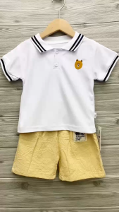 Terno for kids boy classic polo & short brown soft cotton 1-5yrs old E6