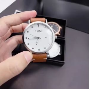 นาฬิกาTomi นาฬิกาแบรนด์แท้ นาฬิกากันน้ำ นาฬิกาข้อมือชาย นาฬิกาชาย สายนาฬิกา สาย หนัง หน้าปัด 40 มม แถมกล่องแบรนด์ฟรี