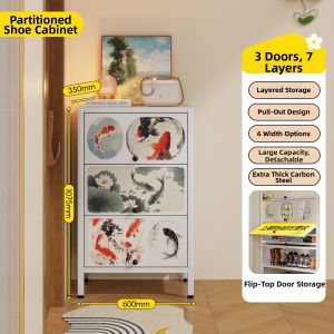 DIBIOU | Large Capacity Retro Style Steel Shoe Cabinet