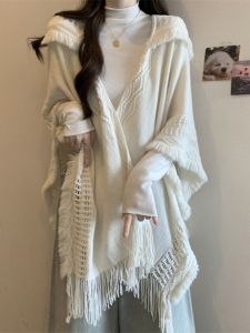 Áo Khoác Len Nữ Dáng Rộng Có Mũ Trùm Đầu Dài Vừa Phải Đầu Thu Mới Cỡ Lớn Áo Khoác Ngoài Cho Phụ Nữ Ngoại Cỡ