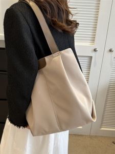 Túi Tote Canvas Dung Tích Lớn Túi Đeo Vai Nữ Đi Làm Đi Làm Học Túi Thời Trang Sành Điệu Thời Trang Màu Nguyên Chất Túi Mềm