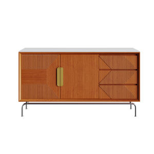 Scandinavian Solid Wood Sideboard Rock Surface Living Room Storage Cabinet Curio Cabinet Simple and Light Luxury Black Locker Entrance Cabinet