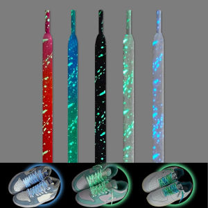 1 Pair Luminous Shoe Laces Glowing Fluorescent Shoelaces For Sneakers Flat Lace Shoes Boot Shoelace Splash ink Shoestrings