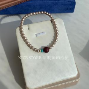 สร้อยข้อมือลูกปัดมุกสีเขียวสไตล์จีนย้อนยุคใหม่สำหรับผู้หญิง ชุบเงิน เครื่องประดับตกแต่งข้อมือแบบดั้งเดิม ต้นกำเนิดของโลหะผสม