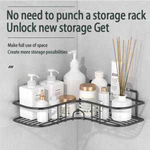 Bathroom Rack Storage Toilet Rack Bathroom Organizer Toilet Rack Accessories Bathroom Storage Punch-Free Wall Mounted Kitchen Organizer Send Hooks Rak Bilik Mandi 浴室置物架