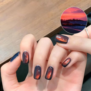 MIANEL 10ml 1-10pcs Winter Nails Sea Sunset Golden Light Cat Eye Gel Nail Polish Satin Glass Beads Nail Polish Black Nails