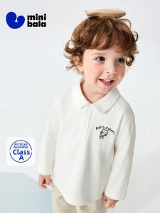 MINI BALA | Soft and Breathable Striped Drop-Shoulder Polo Long Sleeve T-Shirts