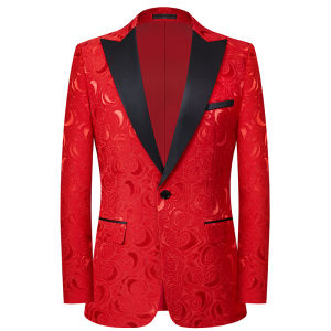 เสื้อสูทผู้ชายทรงเข้ารูปพิธีกร ลายดอกไม้ ลำลอง งานเลี้ยง โชว์ แฟชั่น ฤดูใบไม้ผลิ 2022 เสื้อสูทผู้ชายแบบลำลอง