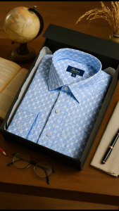 Áo Sơ Mi Nam Trung Niên Công Sở Anton Somianton Dài Tay Vải Cotton Kẻ Caro Xanh Trắng Nhỏ - AC27