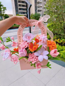 Handmade Flower Bouquet Kit Twist Stick Flower Box Creative Gift for Girlfriend Best Friend Finished Product Artificial Flowers