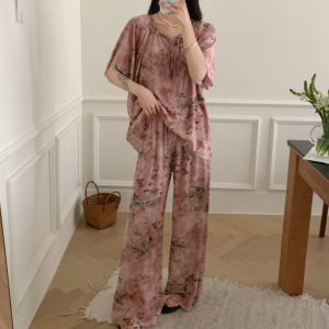 Áo Ngủ Lụa Cotton Tay Ngắn Cho Nữ Mùa Hè Mới Phong Cách Trung Hoa Cao Cấp Mặc Ở Nhà Có Thể Mặc Ngoài Trời Bộ Đồ Ngủ Cotton Lụa Đơn Giản