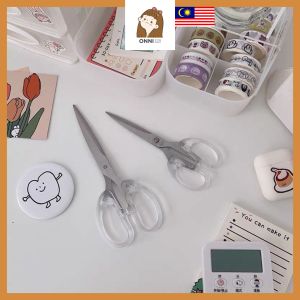 ONNI Transparent Scissors Stainless Steel Cute Cutting Scissors Student Stationery School Office Supplies Gunting