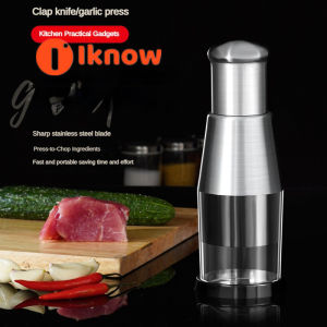 Tôi Biết Báo Chí loại thép không gỉ vỗ dao rau nhà bếp cắt tỏi xay nhuyễn và dán Pestle dụng cụ ép tỏi thủ công