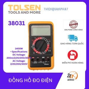 Đồng hồ đo điện vạn năng Tolsen 38031 màn hình LCD lớn bảo vệ quá tải báo pin yếu