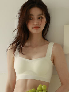 Zimoyi Seamless One-Piece Vest Style Bra Womens Underwear Student Sports Full Cup Nylon Fabric No Steel Ring Gathered Small Chest Illusion