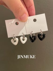Fashionable JINMUKE Heart Shaped Earrings Womens Versatile Stylish Ear Jewelry Korean Style Fresh out Accessories