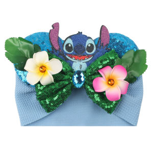 2025 Disney Lilo Stitch Baby Mouse Ears Headwrap Festival Sequin 5"Bow Headband Turban Birthday Party DIY Hair Accessories Gifts