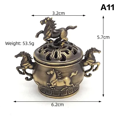 1PCS Alloy Lucky Incense Burner Bowl Incense Holder With Handle Yoga Meditation Home Office Decor Ancient Style For Relaxation