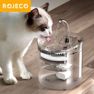 【Current Stock】ROJECO Automatic Cat Water Fountain 2L USB Powered Kucing Water Dispenser With Plug Pet Sensor Drinking Fountain For Cats And Dogs