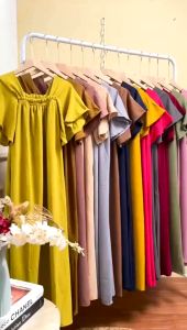 Daster Fuji Laura Pendek Cringkle Airflow Polos Bawah Remple Kerut Dada
