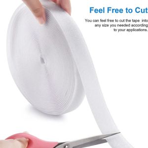 White 1/3/5M Sew on Hook and Loop Tape Non-Adhesive Fastener Strip Nylon Fabric Strap for DIY Clothes Shoes Interlocking Velcros