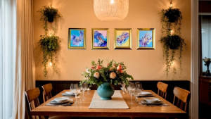 GELAREH Mounted Painting Set Of Four Panel - Size:(33x27.5cm)x4pcs